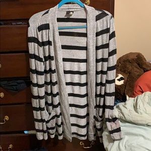 Striped gray and black cardigan